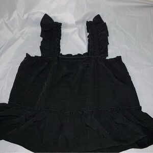 3/10….Black Ruffled Sleeveless Top